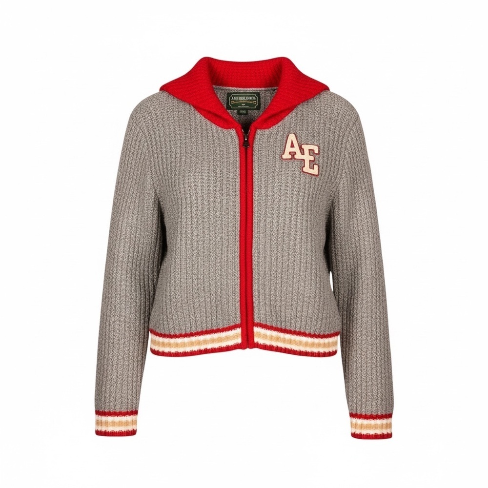 American Eagle Outfitters Women’s Varsity Zip-Up Cardigan Sz M